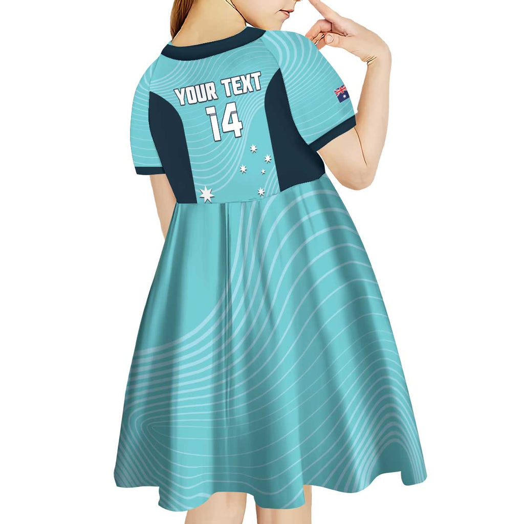 Custom Bowls Australia Kid Short Sleeve Dress Teal Color Curve Sporty - Aussie Hoodie