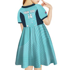 Custom Bowls Australia Kid Short Sleeve Dress Teal Color Curve Sporty - Aussie Hoodie