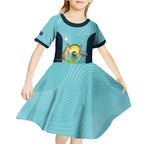 Custom Bowls Australia Kid Short Sleeve Dress Teal Color Curve Sporty - Aussie Hoodie