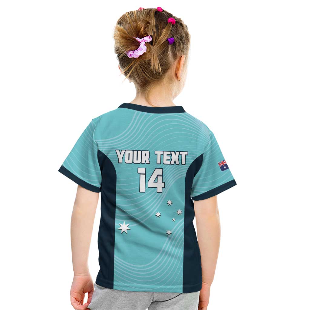 Custom Bowls Australia Kid T Shirt Teal Color Curve Sporty - Aussie Hoodie