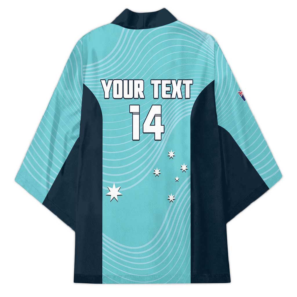 Custom Bowls Australia Kimono Teal Color Curve Sporty - Aussie Hoodie