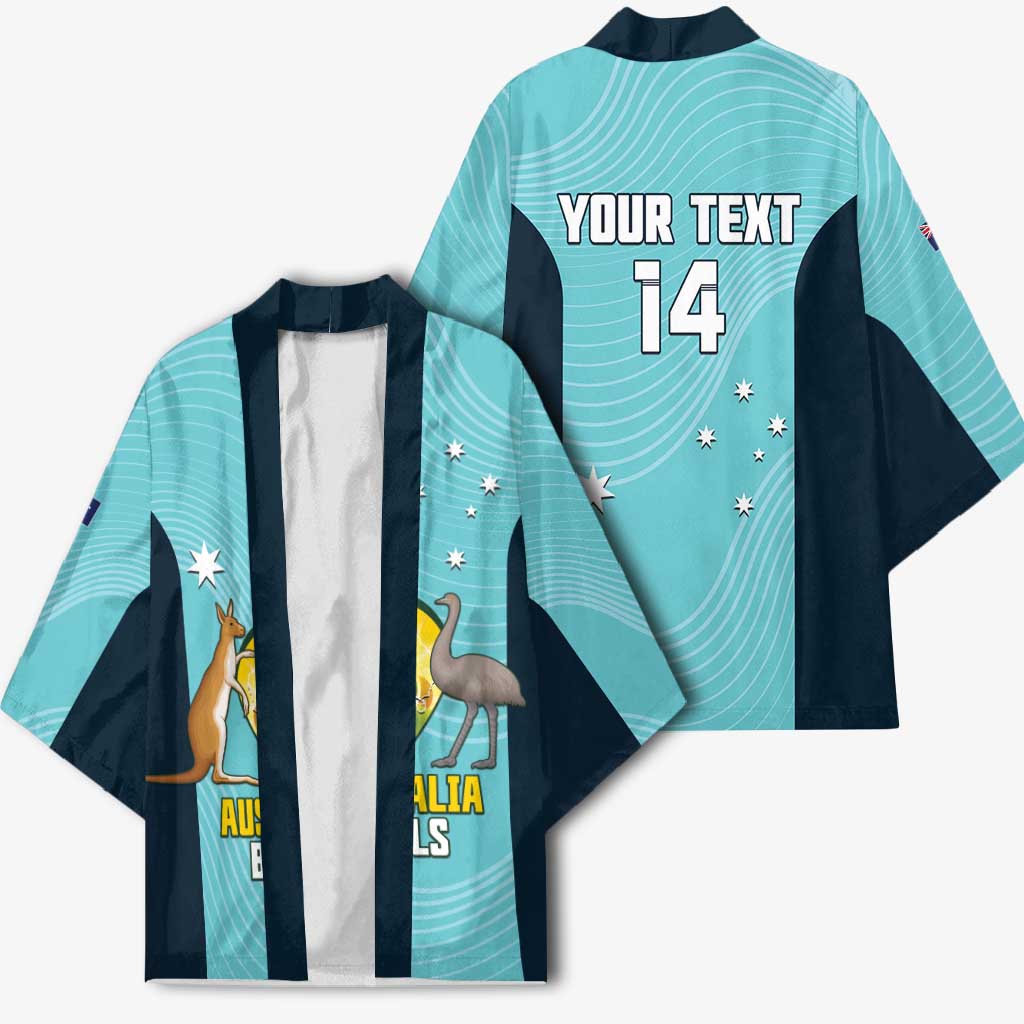 Custom Bowls Australia Kimono Teal Color Curve Sporty - Aussie Hoodie