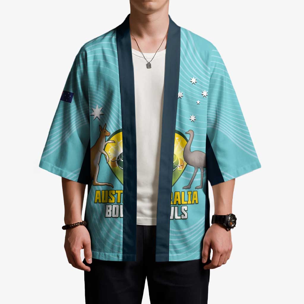 Custom Bowls Australia Kimono Teal Color Curve Sporty - Aussie Hoodie