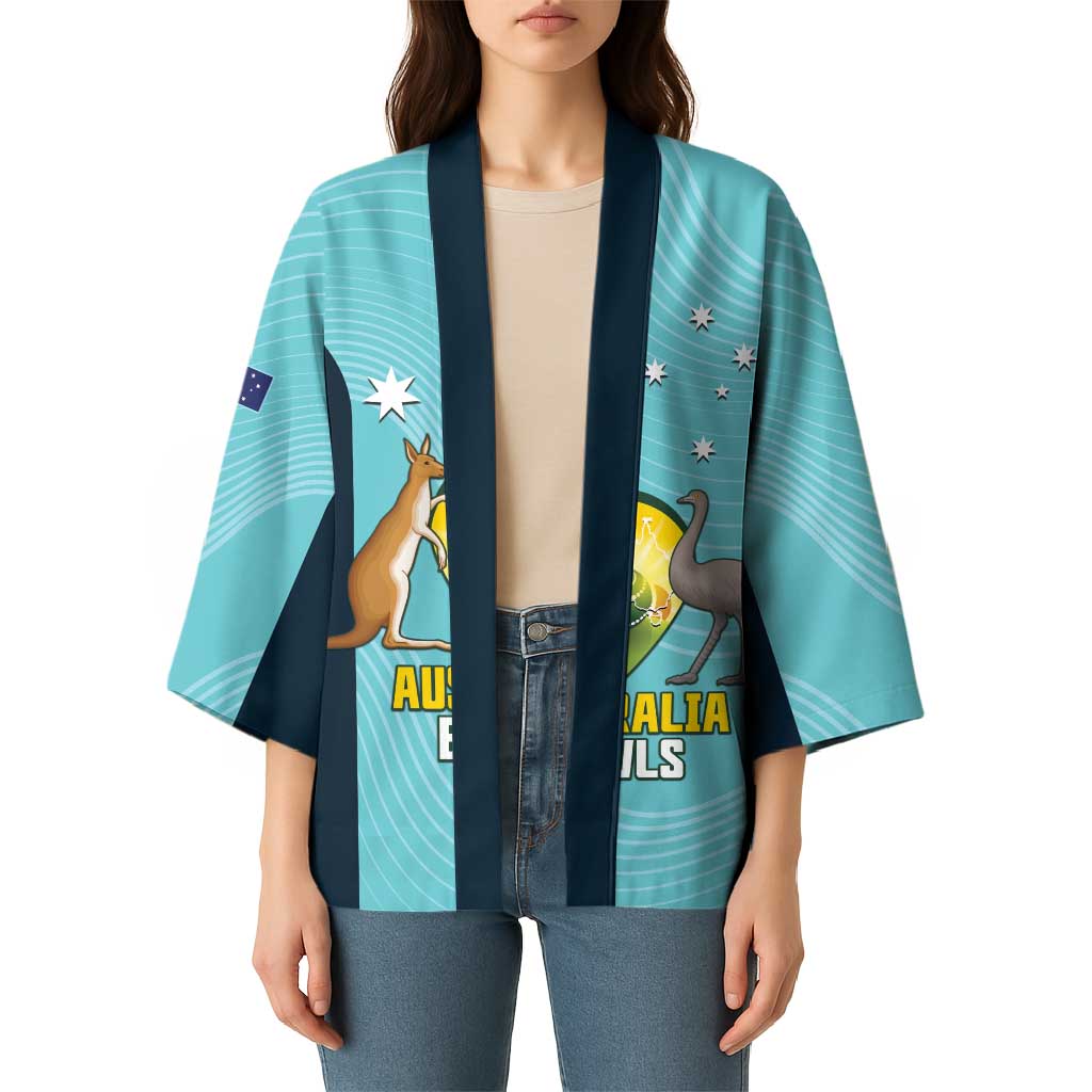 Custom Bowls Australia Kimono Teal Color Curve Sporty - Aussie Hoodie