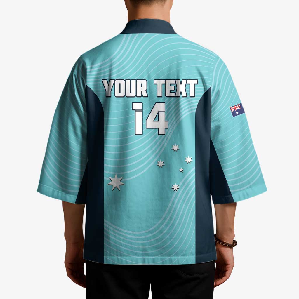Custom Bowls Australia Kimono Teal Color Curve Sporty - Aussie Hoodie