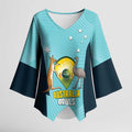 Custom Bowls Australia Kimono Sleeve Blouse Teal Color Curve Sporty - Aussie Hoodie