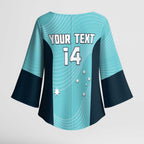 Custom Bowls Australia Kimono Sleeve Blouse Teal Color Curve Sporty - Aussie Hoodie