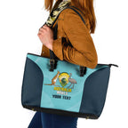 Custom Bowls Australia Leather Tote Bag Teal Color Curve Sporty - Aussie Hoodie