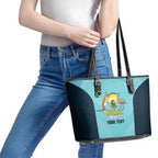 Custom Bowls Australia Leather Tote Bag Teal Color Curve Sporty - Aussie Hoodie
