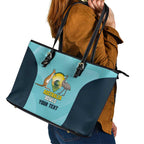 Custom Bowls Australia Leather Tote Bag Teal Color Curve Sporty - Aussie Hoodie