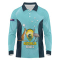 Custom Bowls Australia Long Sleeve Polo Shirt Teal Color Curve Sporty - Aussie Hoodie