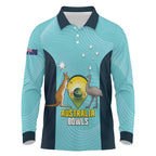 Custom Bowls Australia Long Sleeve Polo Shirt Teal Color Curve Sporty - Aussie Hoodie