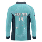 Custom Bowls Australia Long Sleeve Polo Shirt Teal Color Curve Sporty - Aussie Hoodie
