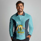 Custom Bowls Australia Long Sleeve Polo Shirt Teal Color Curve Sporty - Aussie Hoodie