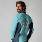 Custom Bowls Australia Long Sleeve Polo Shirt Teal Color Curve Sporty - Aussie Hoodie
