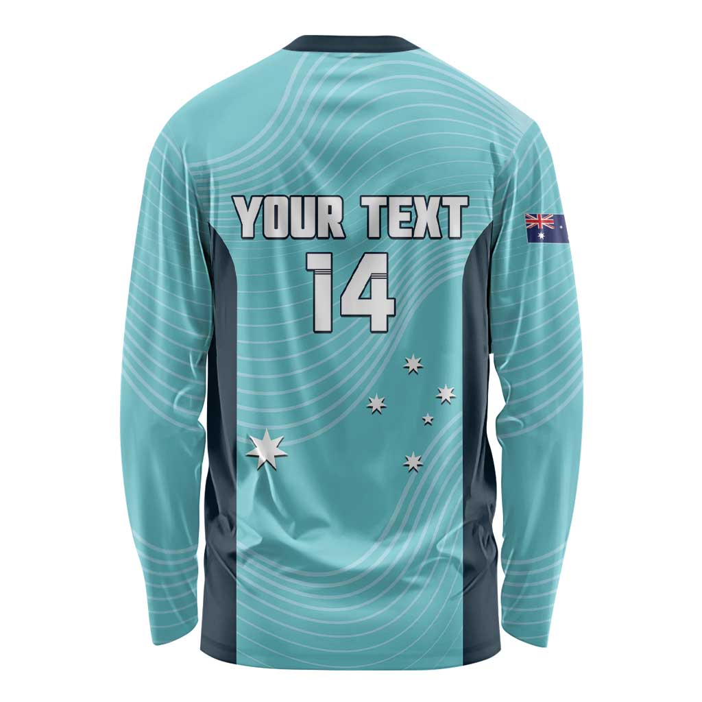 Custom Bowls Australia Long Sleeve Shirt Teal Color Curve Sporty - Aussie Hoodie