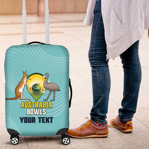 Custom Bowls Australia Luggage Cover Teal Color Curve Sporty - Aussie Hoodie
