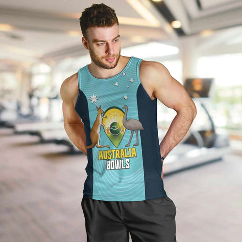 Custom Bowls Australia Men Tank Top Teal Color Curve Sporty - Aussie Hoodie
