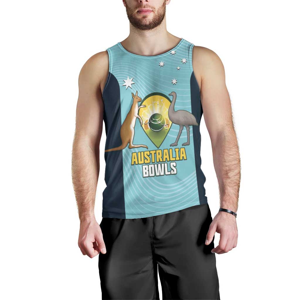 Custom Bowls Australia Men Tank Top Teal Color Curve Sporty - Aussie Hoodie