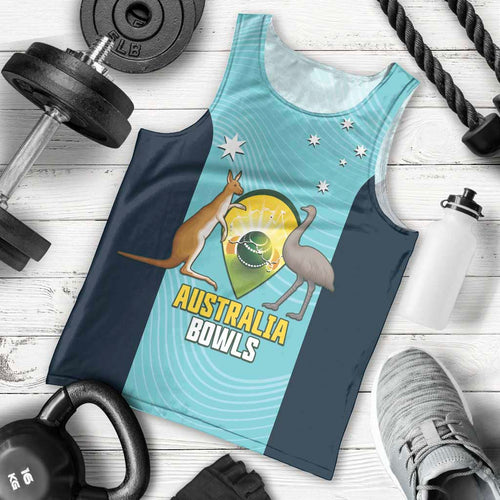 Custom Bowls Australia Men Tank Top Teal Color Curve Sporty - Aussie Hoodie