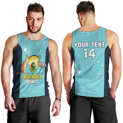 Custom Bowls Australia Men Tank Top Teal Color Curve Sporty - Aussie Hoodie