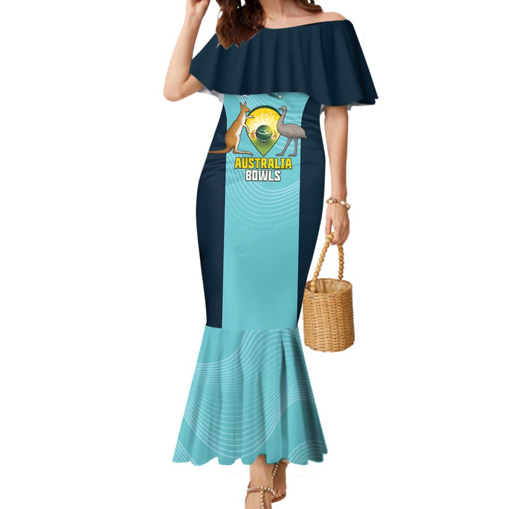 Custom Bowls Australia Mermaid Dress Teal Color Curve Sporty - Aussie Hoodie