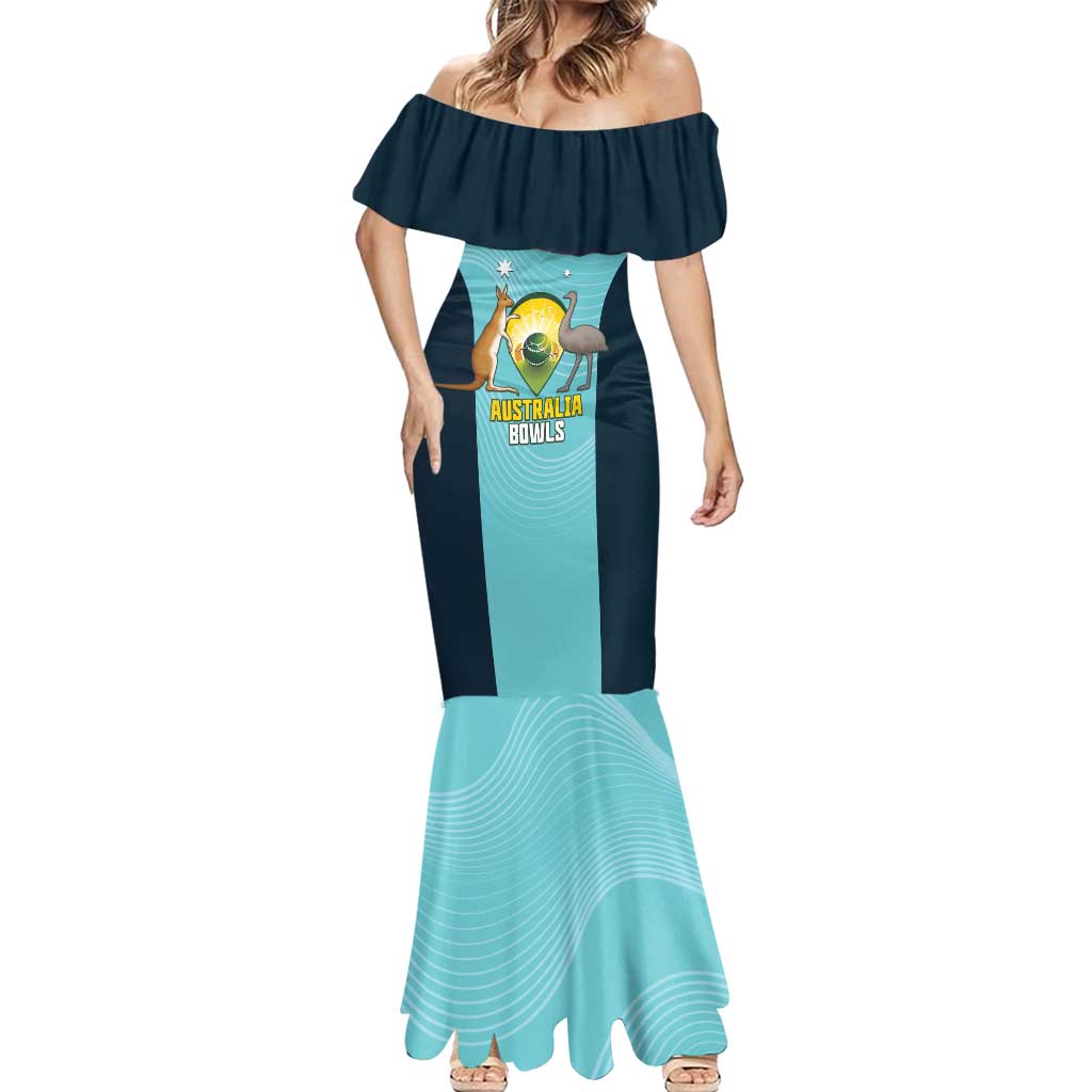 Custom Bowls Australia Mermaid Dress Teal Color Curve Sporty - Aussie Hoodie
