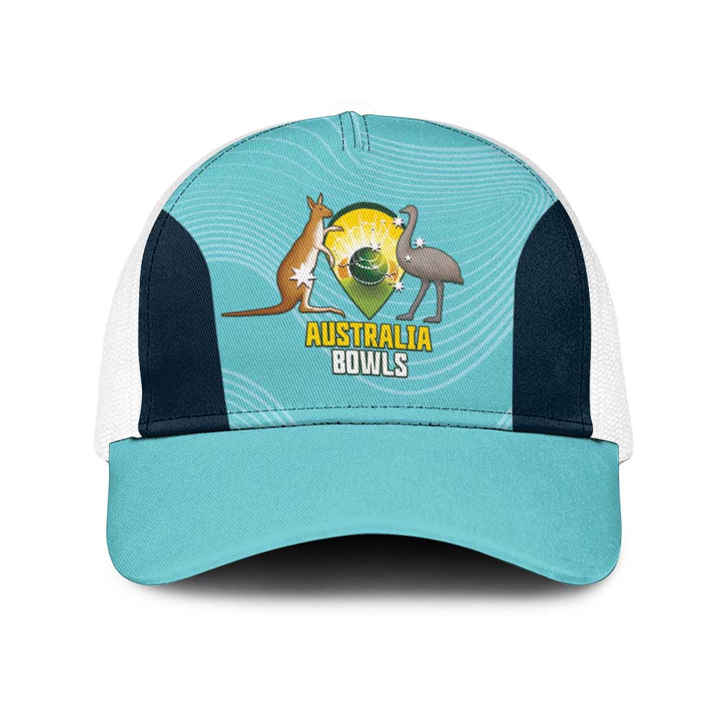 Bowls Australia Mesh Trucker Cap Teal Color Curve Sporty - Aussie Hoodie