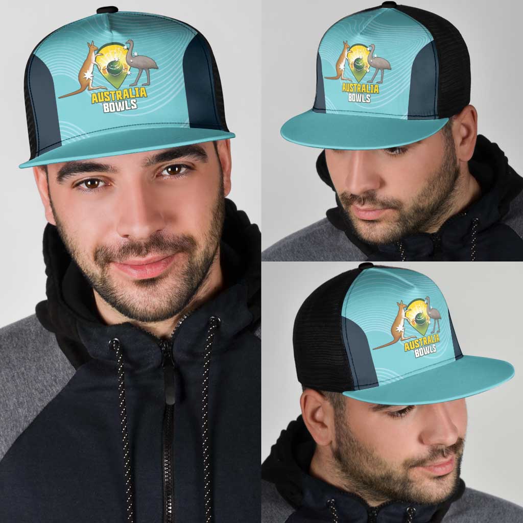Bowls Australia Mesh Trucker Cap Teal Color Curve Sporty - Aussie Hoodie