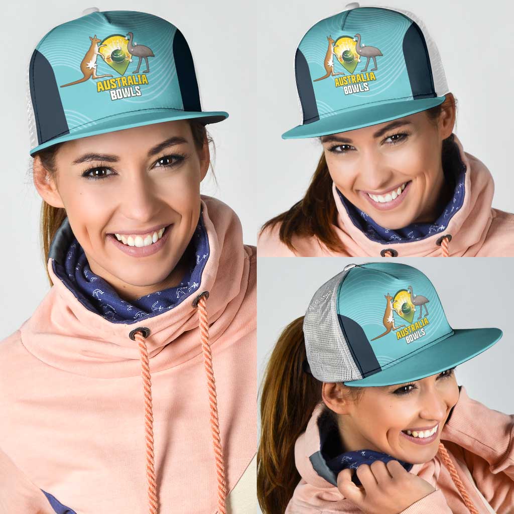 Bowls Australia Mesh Trucker Cap Teal Color Curve Sporty - Aussie Hoodie