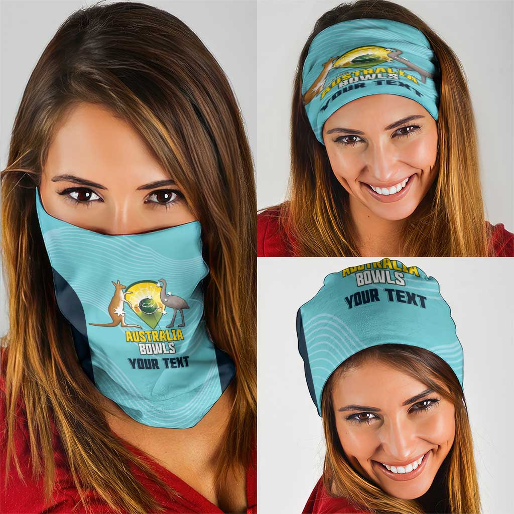 Custom Bowls Australia Neck Gaiter Teal Color Curve Sporty - Aussie Hoodie