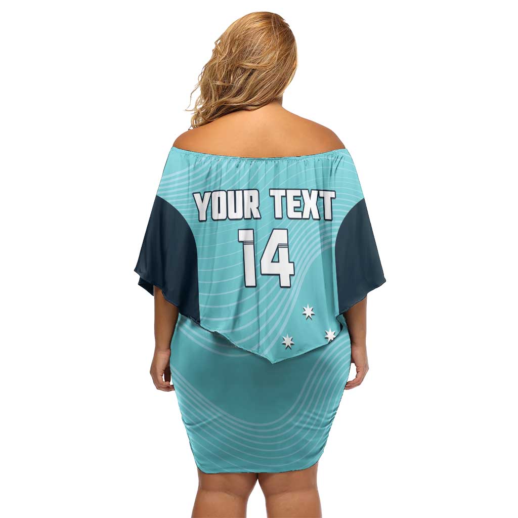 Custom Bowls Australia Off Shoulder Short Dress Teal Color Curve Sporty - Aussie Hoodie