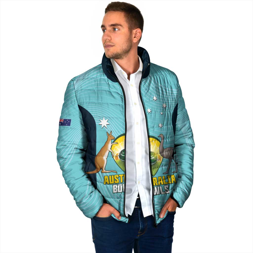 Custom Bowls Australia Padded Jacket Teal Color Curve Sporty - Aussie Hoodie