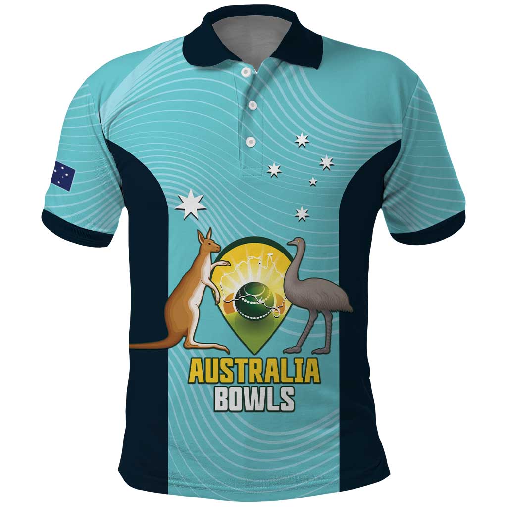 Custom Bowls Australia Polo Shirt Teal Color Curve Sporty - Aussie Hoodie
