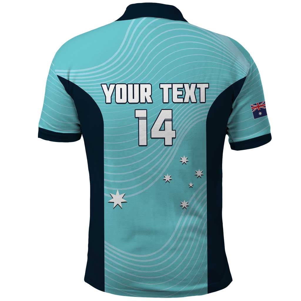 Custom Bowls Australia Polo Shirt Teal Color Curve Sporty - Aussie Hoodie