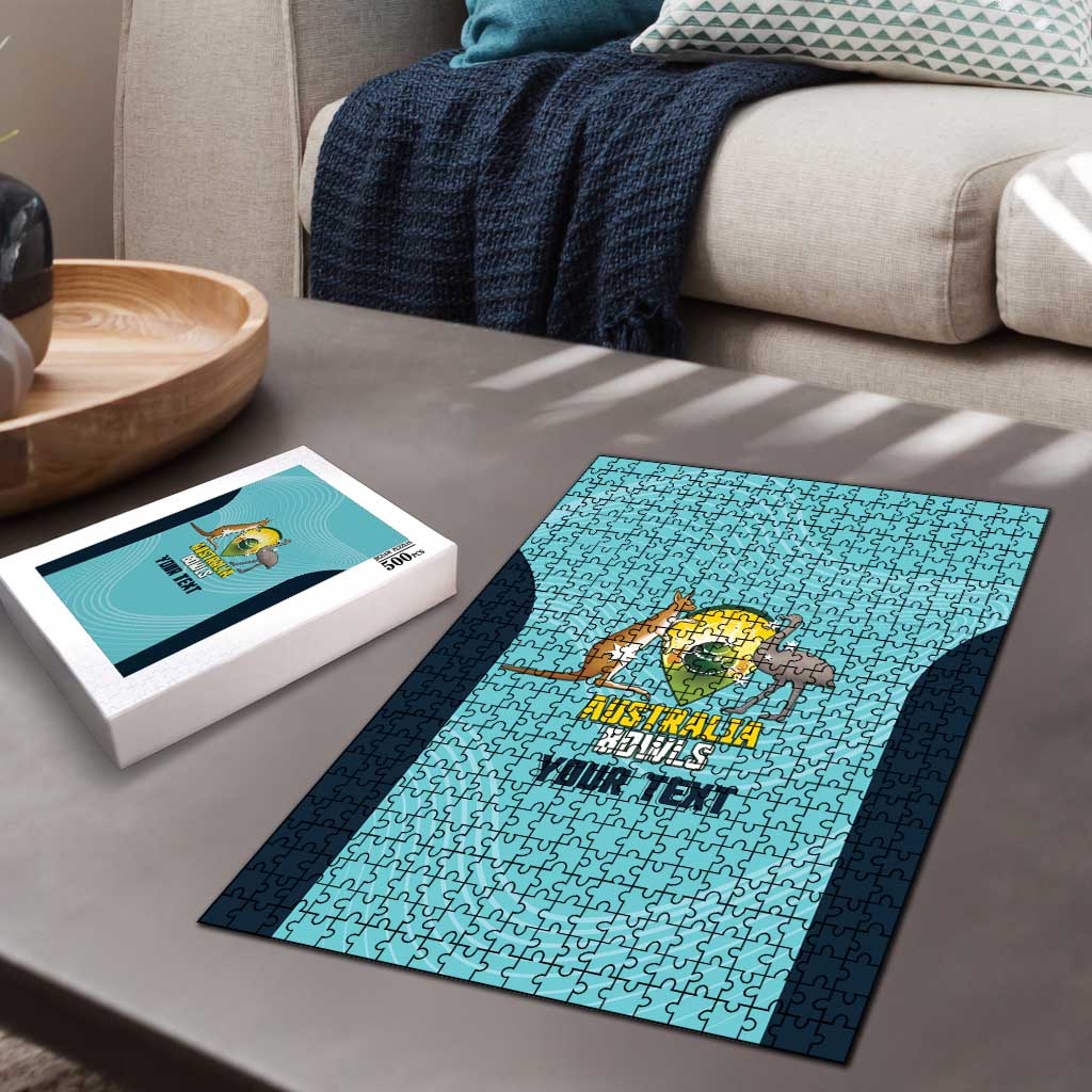Custom Bowls Australia Puzzle Teal Color Curve Sporty - Aussie Hoodie