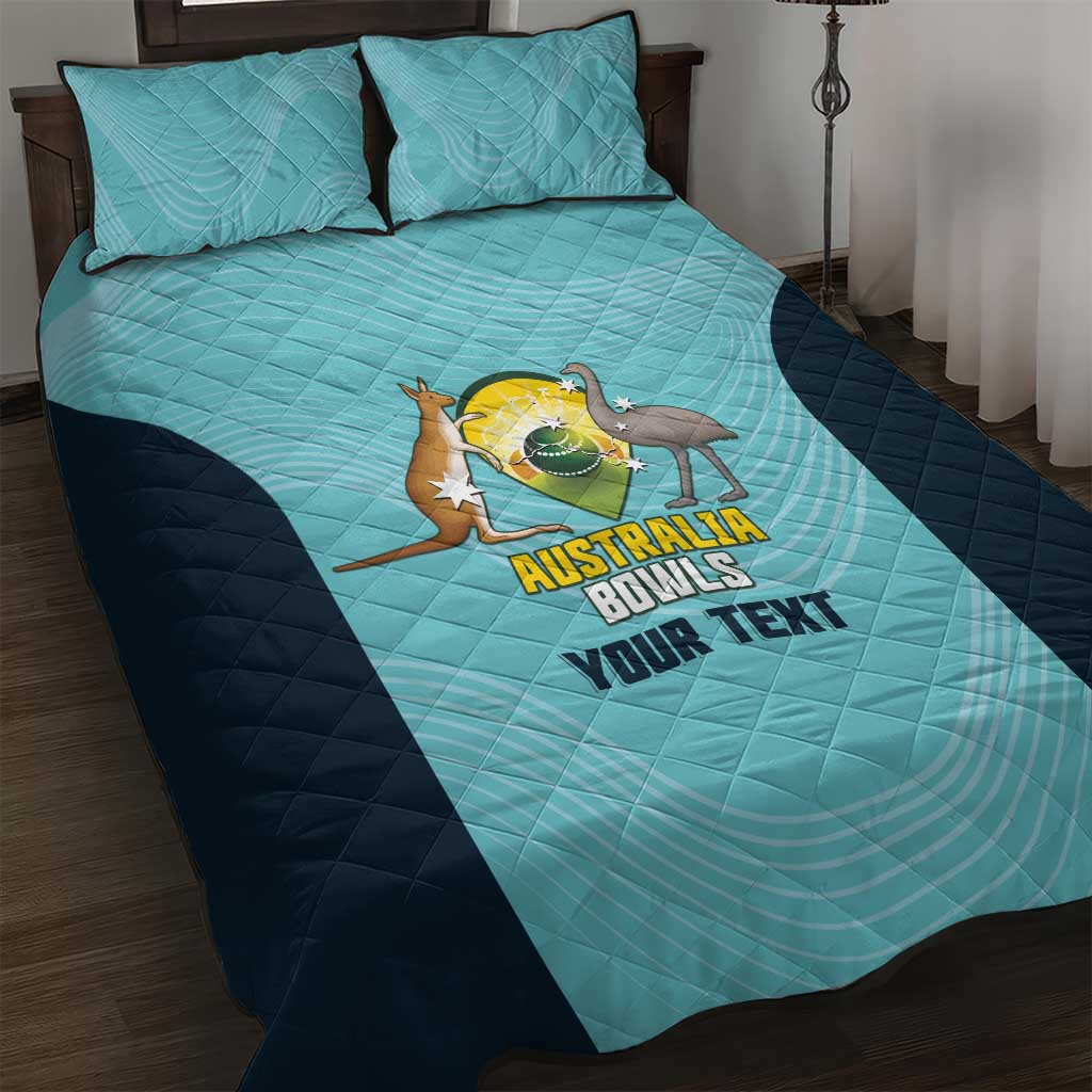 Custom Bowls Australia Quilt Bed Set Teal Color Curve Sporty - Aussie Hoodie