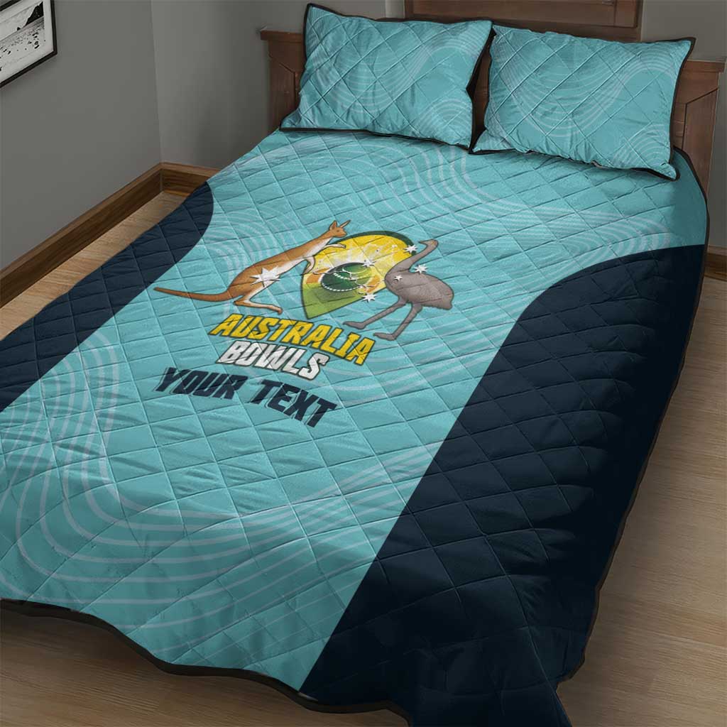 Custom Bowls Australia Quilt Bed Set Teal Color Curve Sporty - Aussie Hoodie