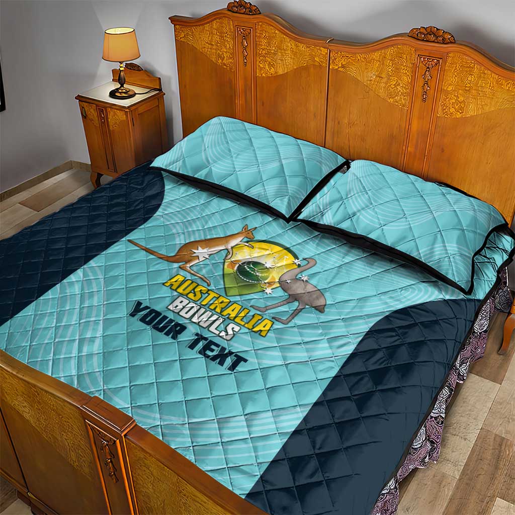 Custom Bowls Australia Quilt Bed Set Teal Color Curve Sporty - Aussie Hoodie