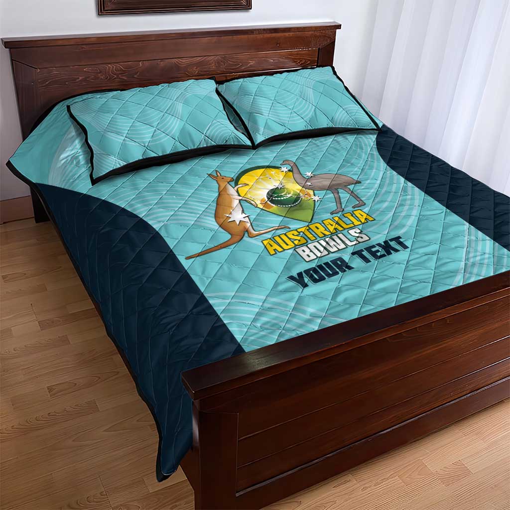 Custom Bowls Australia Quilt Bed Set Teal Color Curve Sporty - Aussie Hoodie