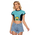Custom Bowls Australia Raglan Cropped T Shirt Teal Color Curve Sporty - Aussie Hoodie