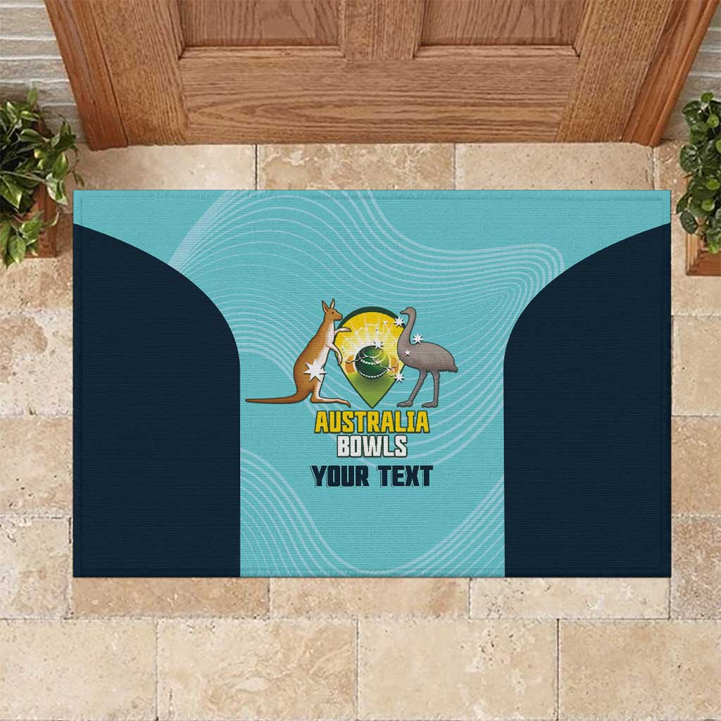 Custom Bowls Australia Rubber Doormat Teal Color Curve Sporty - Aussie Hoodie