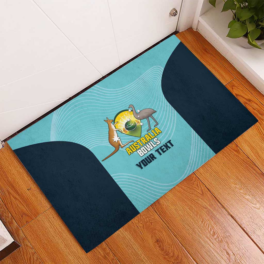 Custom Bowls Australia Rubber Doormat Teal Color Curve Sporty - Aussie Hoodie