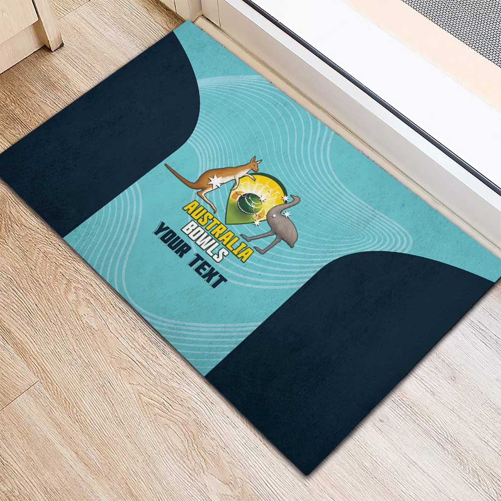 Custom Bowls Australia Rubber Doormat Teal Color Curve Sporty - Aussie Hoodie