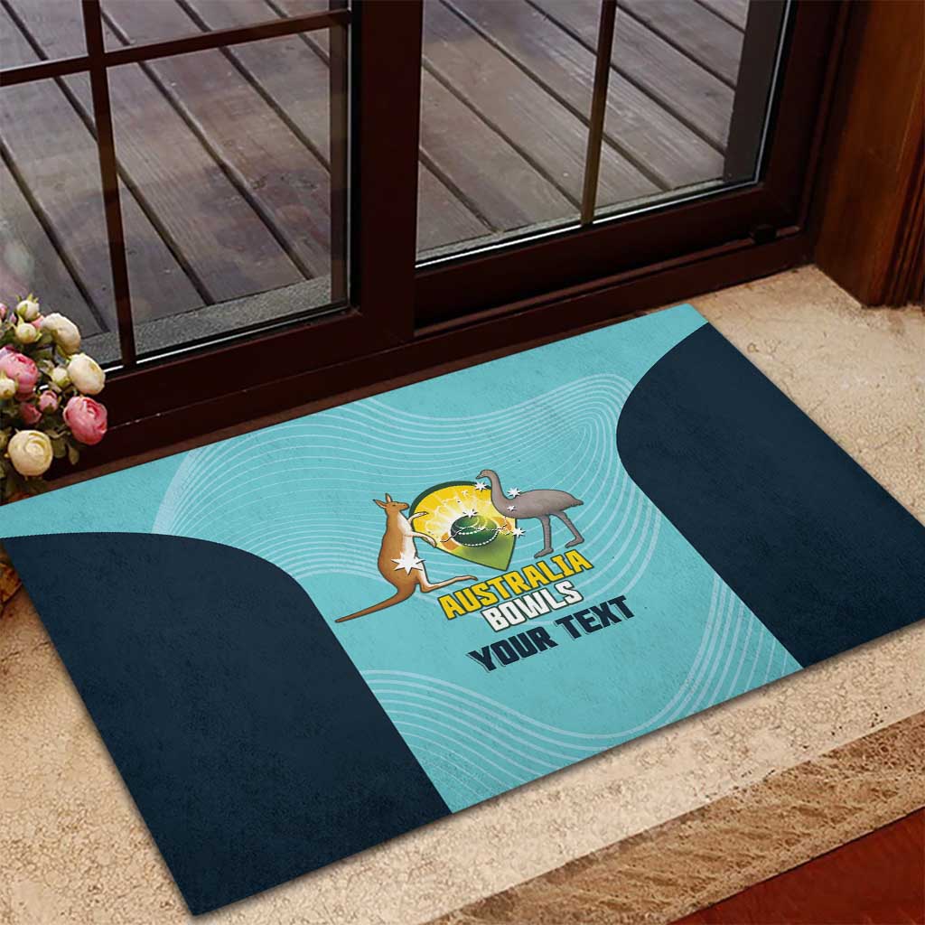 Custom Bowls Australia Rubber Doormat Teal Color Curve Sporty - Aussie Hoodie