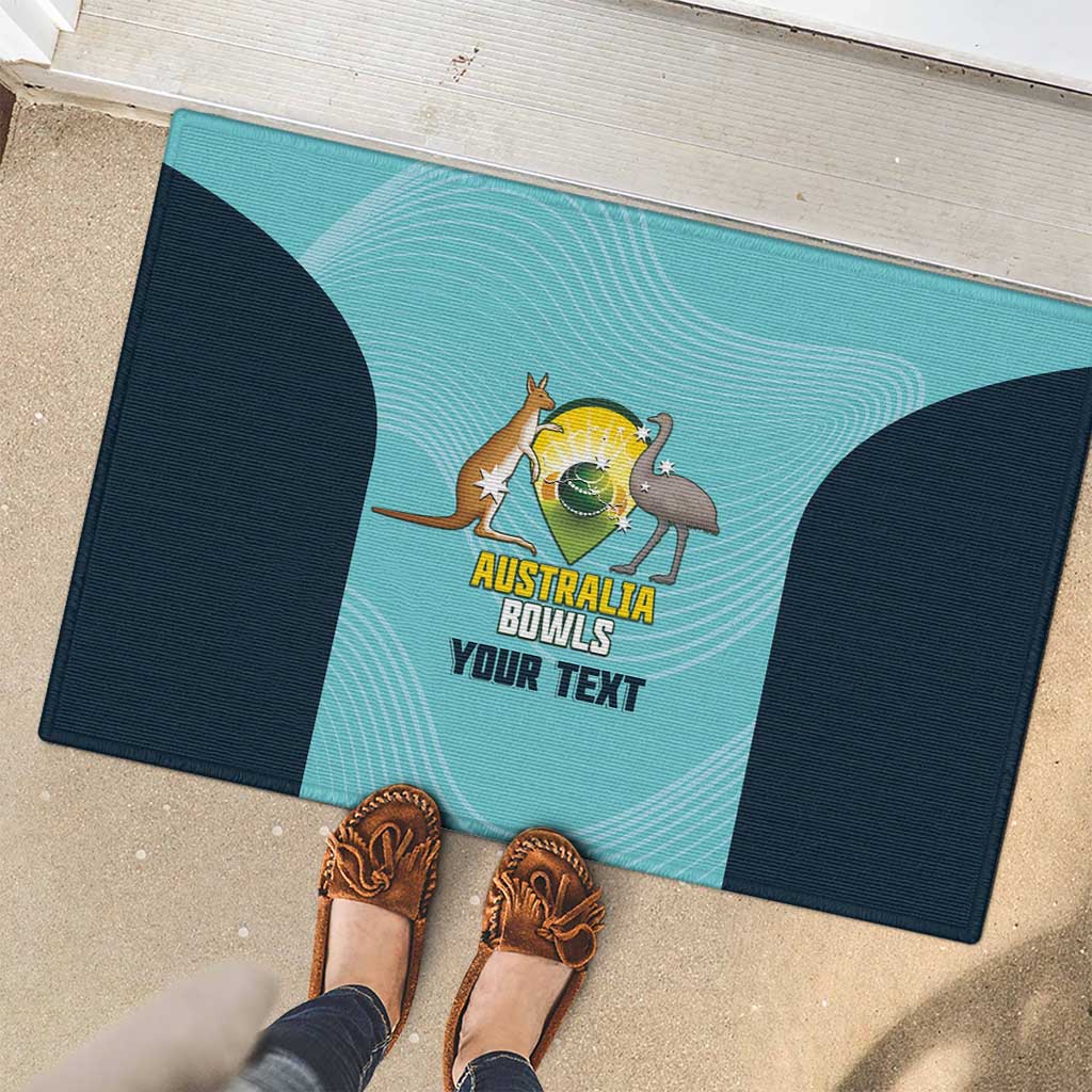 Custom Bowls Australia Rubber Doormat Teal Color Curve Sporty - Aussie Hoodie