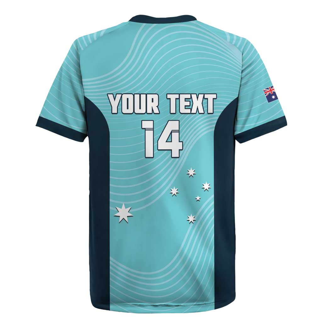 Custom Bowls Australia Rugby Jersey Teal Color Curve Sporty - Aussie Hoodie