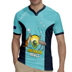 Custom Bowls Australia Rugby Jersey Teal Color Curve Sporty - Aussie Hoodie