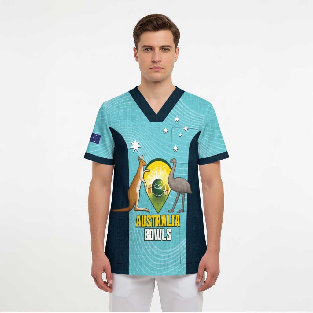 Custom Bowls Australia Scrub Top Teal Color Curve Sporty - Aussie Hoodie
