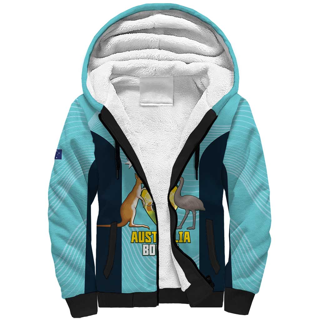 Custom Bowls Australia Sherpa Hoodie Teal Color Curve Sporty - Aussie Hoodie
